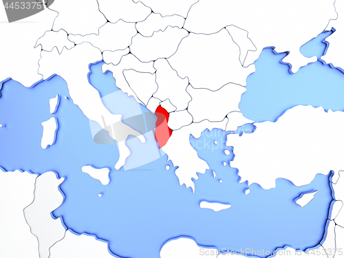 Image of Albania in red on map