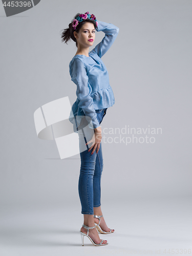 Image of Fashion Model girl isolated over white background