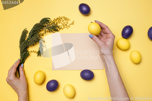 Image of Beautiful easter table setting composition.