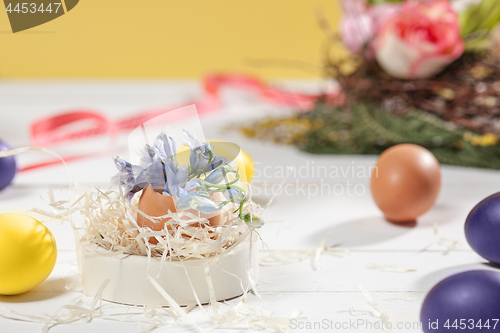 Image of Beautiful easter table setting composition.
