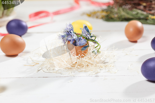 Image of Beautiful easter table setting composition.