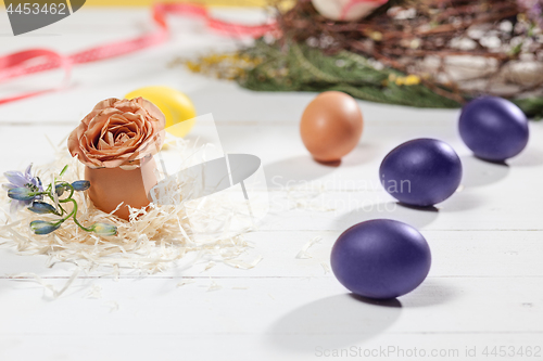 Image of Beautiful easter table setting composition.