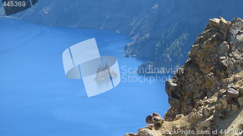 Image of High-angle view of Crater Lake in Oregon, United States