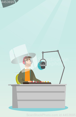 Image of Dj working on the radio vector illustration