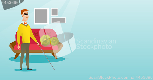 Image of Blind man with a stick vector illustration.