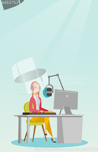 Image of Female dj working on the radio vector illustration