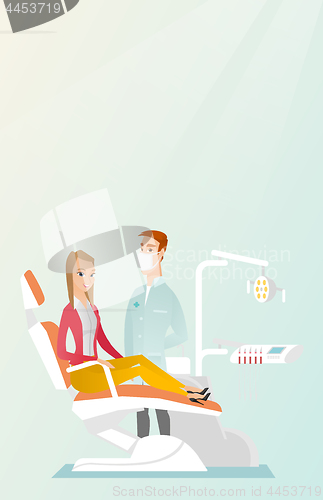 Image of Patient and doctor in the dentist office.