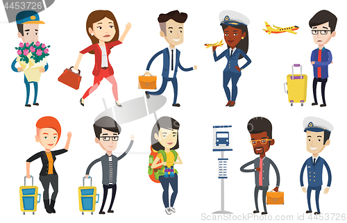 Image of Vector set with people traveling.