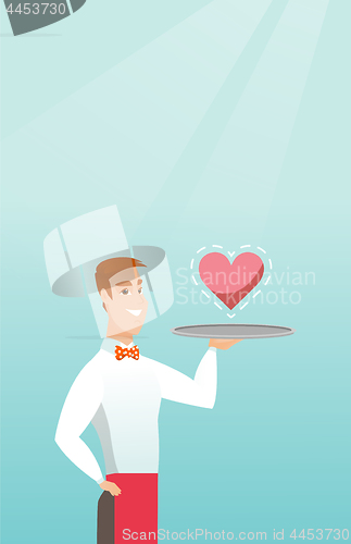 Image of Waiter carrying a tray with a heart.