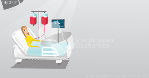 Image of Man lying in hospital bed vector illustration.