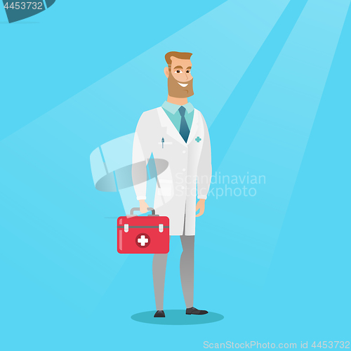 Image of Doctor holding first aid box vector illustration.