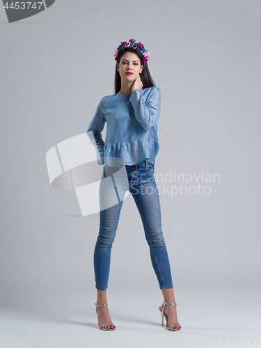 Image of Fashion Model girl isolated over white background