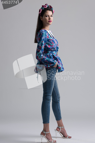 Image of Fashion Model girl isolated over white background