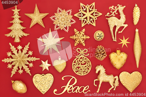 Image of Christmas Peace Sign and Decorations