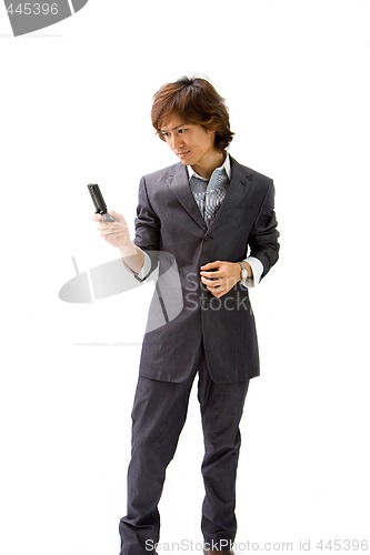 Image of Asian business man and phone