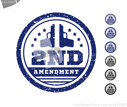 Image of Second Amendment to the US Constitution on the authorization to bear arms. Stamp, seal. Vector illustration