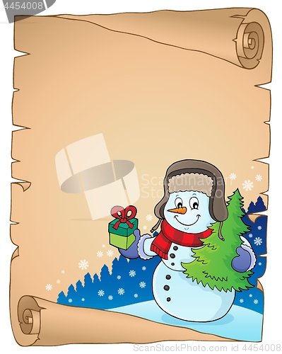 Image of Christmas snowman subject parchment 3