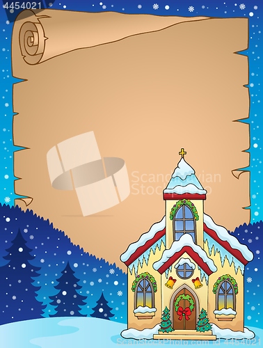 Image of Christmas church building parchment 1