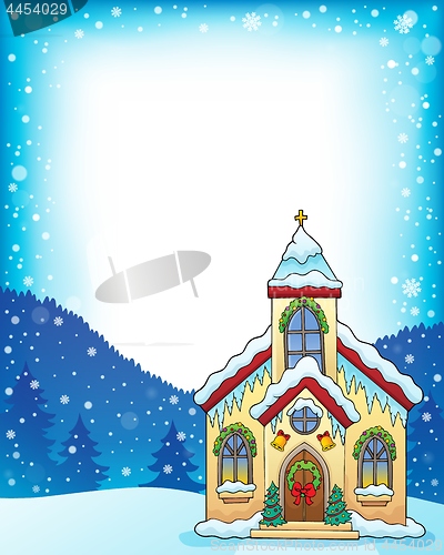 Image of Christmas church building theme frame 1