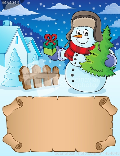 Image of Small parchment and Christmas snowman 1