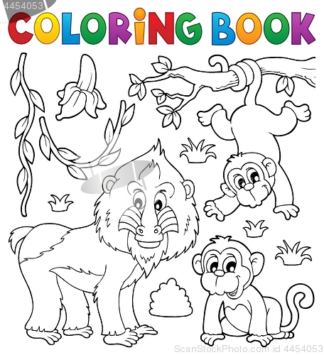 Image of Coloring book monkey theme 4