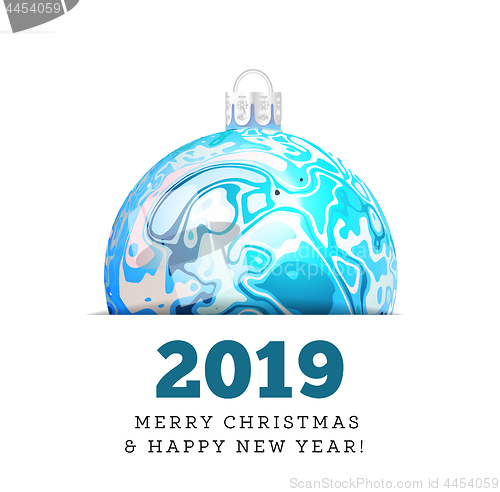 Image of Christmas vector ball in the style of Marble Ink. 2019 Happy New Year