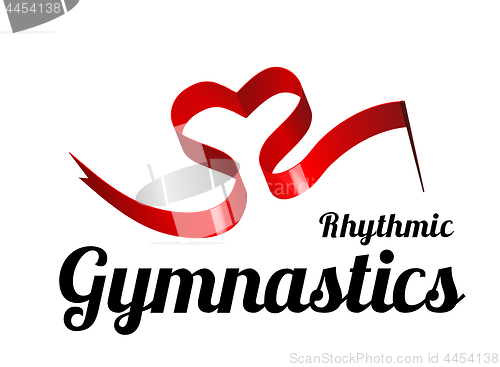 Image of Ribbon for rhythmic gymnastics in the shape of a heart. Vector illustration on white