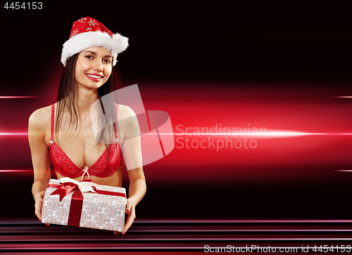 Image of Santa girl delivering present