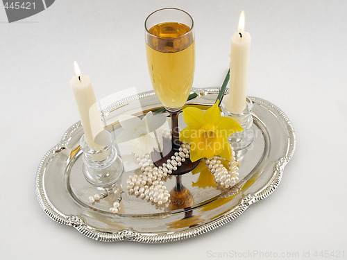 Image of White wine and candles