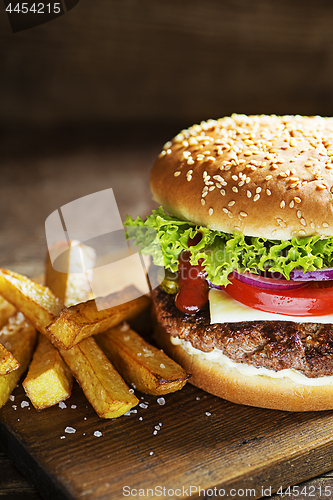 Image of Hamburger and fries