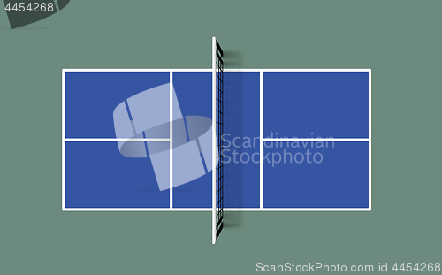 Image of Pickleball field. Top view vector illustration with grid and shadow