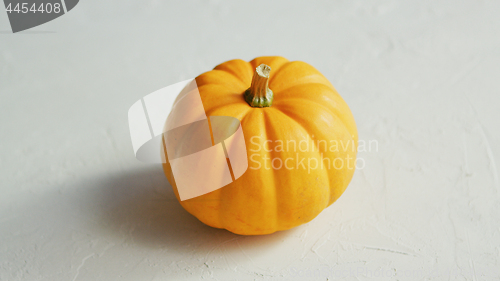 Image of Yellow pumpkin laid in middle