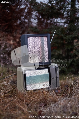 Image of TV no signal in grass