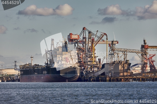 Image of Industrial harbor with rusty structures