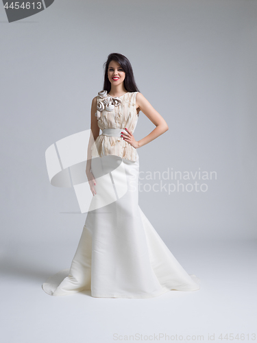 Image of Portrait of beautiful young women in wedding dress