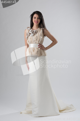 Image of Portrait of beautiful young women in wedding dress