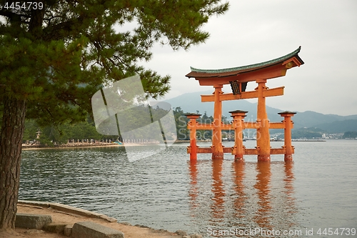 Image of Tori gate at sea on Miyajima, Hiroshima
