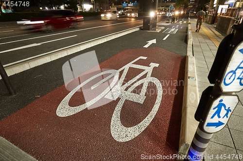 Image of Bicycle lane in a city