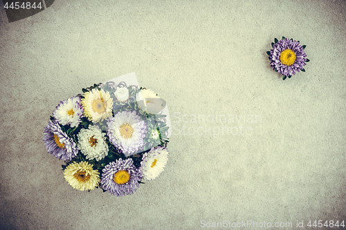 Image of Bouquet of asters retro style