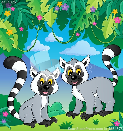 Image of Two happy lemurs image 1