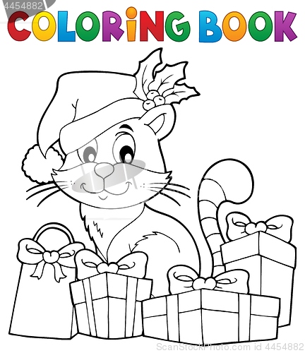 Image of Coloring book Christmas cat theme 3