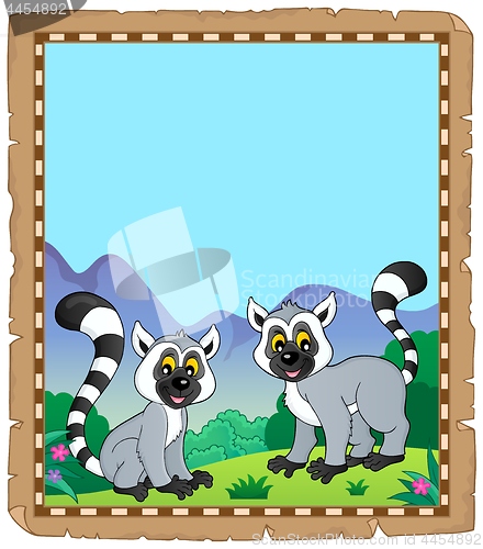 Image of Parchment with two happy lemurs