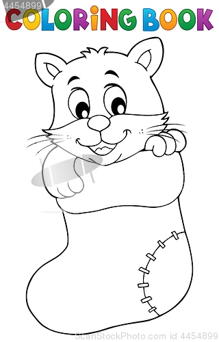 Image of Coloring book Christmas cat theme 1