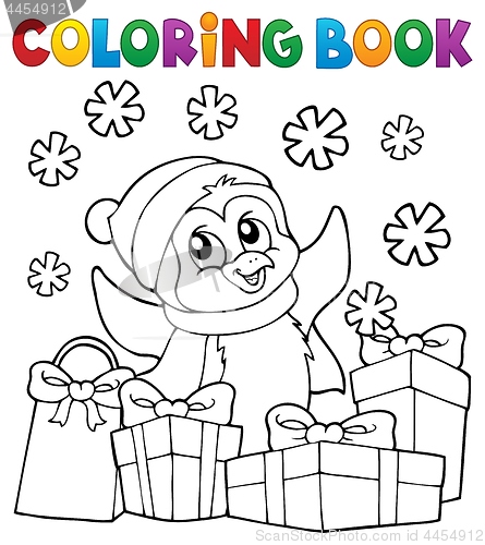 Image of Coloring book Christmas penguin topic 2