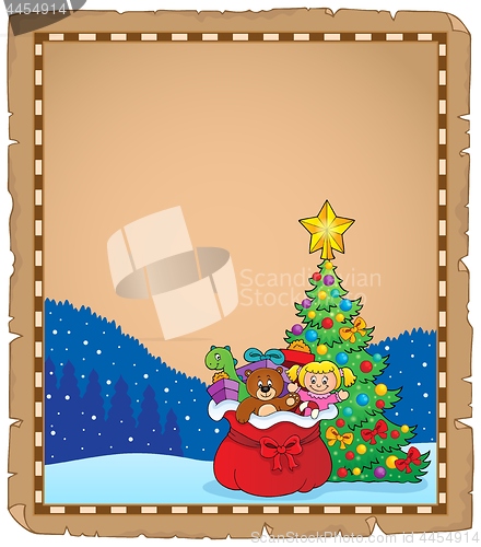 Image of Christmas tree and gift bag parchment 1