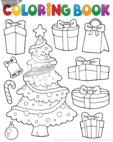 Image of Coloring book Christmas tree and gifts 1