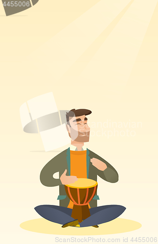 Image of Man playing the ethnic drum vector illustration.