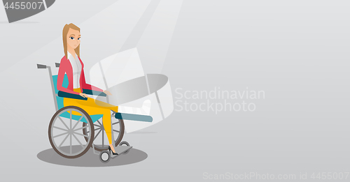 Image of Woman with broken leg sitting in a wheelchair.