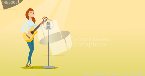 Image of Woman singing into a microphone.