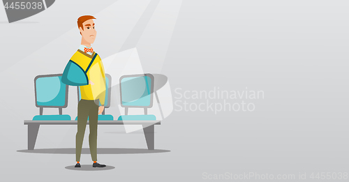 Image of Injured man with broken arm vector illustration.